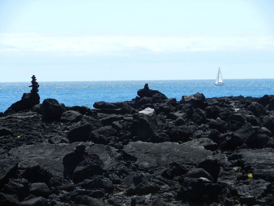 We saw many rock cairns all over the place